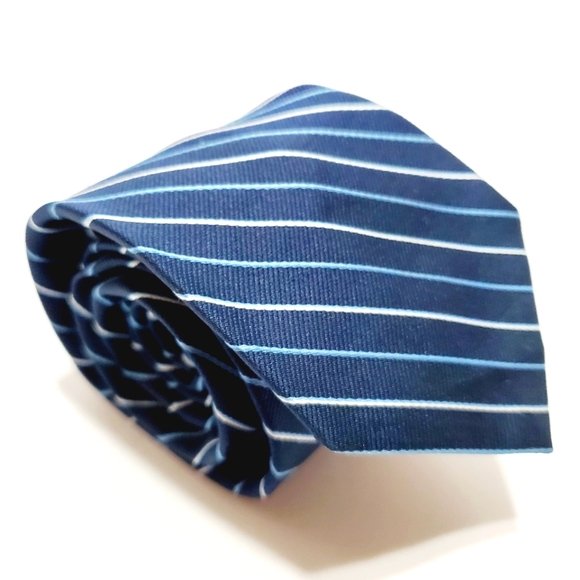 Alumni Repp Necktie Blue Stripe Pattern Repp Fabric Neck Tie 56x3" - Picture 1 of 6